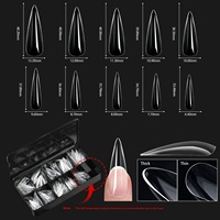 Boîte noire portable, best-seller, cercueil français transparent fin, 14 tailles, 60 pièces, pointes à ongles pour manucure de voyage/en déplacement, sauvegarde