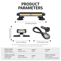Barra de Luces LED COB de 14.5 Pulgadas, Barra de Luces Intermitentes para Techo, Doble Cara, Baliza de Advertencia de Peligro, Luces de Seguridad con Base Magnética
