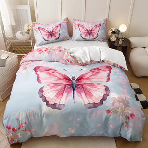 Màu Hồng Bướm 3D in kỹ thuật số Polyester Vải Nữ Hoàng thích hợp cho thanh thiếu niên bộ đồ giường đặt - Product Image 6