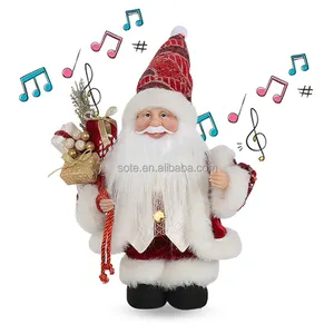 SOTE Best Selling Traditional Red Electric Musical Christmas Santa Claus With Wind-up Singing Dancing Santa Claus Toy For Xmas