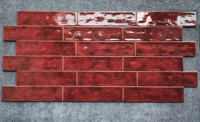 Carreau mural rétro tout céramique brillant ondulé 75x300 pour salle de bain et cuisine