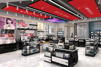 05-KLNS003 Présentoirs de Magasin de Maquillage Modernes Noirs de Qualité Supérieure Pré-Assemblés pour Décoration de Boutique K-Beauty
