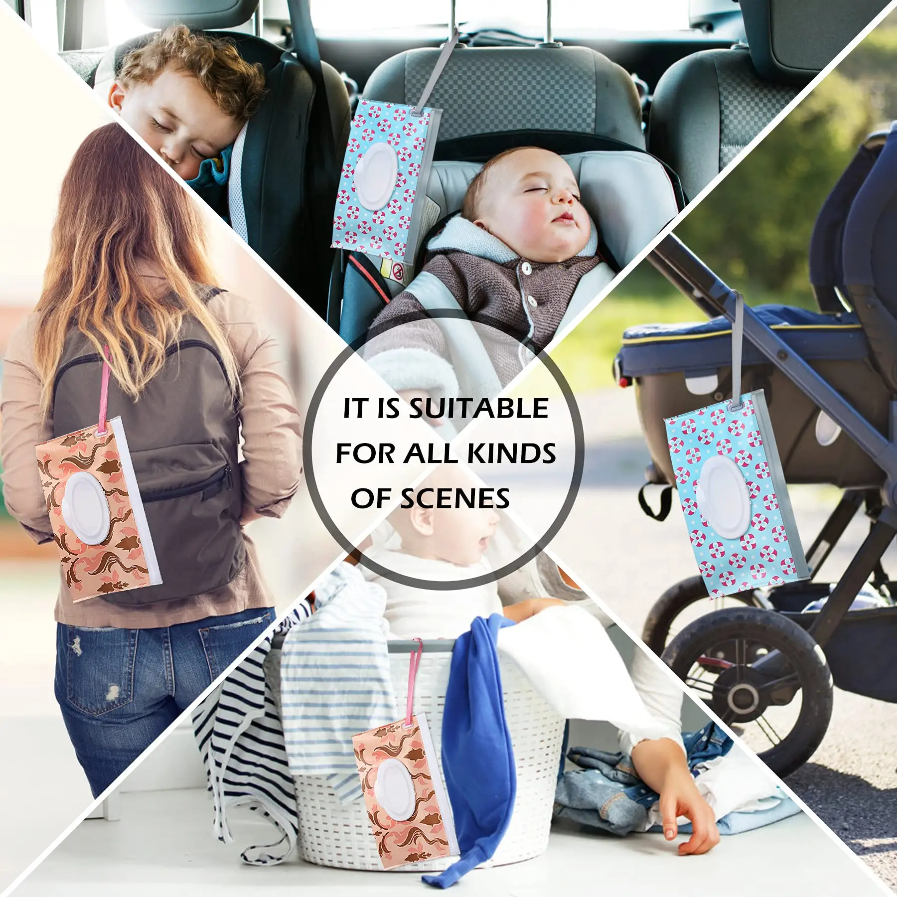 Оптовая продажа, пользовательский портативный многоразовый держатель, контейнер для протирания младенцев, дорожная сумка для влажных салфеток