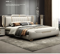 Ensembles de meubles de chambre modernes pour la maison, lit Queen Size confortable, cadre en bois King Size, direct usine, design sans lavage, rangement rotatif