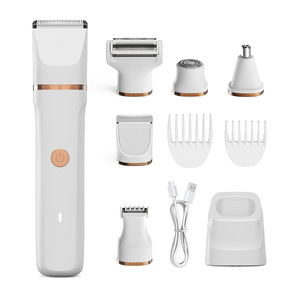 Tondeuse pour femmes 5-en-1 à disque rotatif, pour poils du maillot et du pubis, étanche IPX7, rechargeable, tondeuse indolore pour poils du nez - Product Image 3