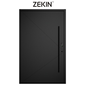 Puerta Exterior Doble Moderna ZEKIN DOOR, Antirrobo, Impermeable, de Madera Sólida, Acero Inoxidable y Vidrio para Villa - Product Image 6