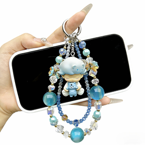 Chaîne de téléphone en résine perlée de luxe, <span class=keywords><strong>cordon</strong></span> bleu perlé, porte-clés tendance, mains libres - Product Image 3