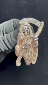 จี้พระแม่มรณะแบบเต็มตัว 3 มิติ ประดับเพชร สไตล์ฮิปฮอป เงินแท้ 925 เครื่องประดับสตรีทแวร์สำหรับผู้ชาย - Product Image 2