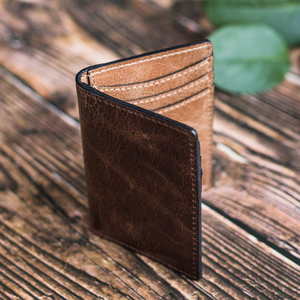 Venta caliente de fábrica Vintage marrón bolsillo frontal tarjetero RFID bloqueo Delgado <span class=keywords><strong>PU</strong></span> cuero plegable billetera para hombre - Product Image 3