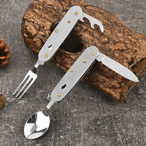 Ensemble de couteau, fourchette et cuillère pliants multifonctionnels pour l'extérieur, camping, pique-niques, vaisselle pliante portable - Product Image 4