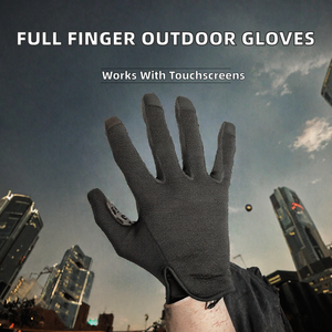 Gants tactiques noirs à doigts entiers, compatibles écran tactile, en polyester, pour la chasse, le tir, le cyclisme et la randonnée en extérieur - Product Image 4