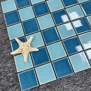 Mosaïque en céramique bleue de couleur mélangée, design économique, carrelage de piscine à vendre - Product Image 6