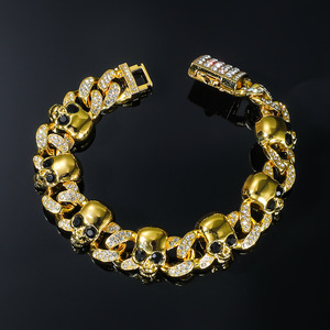 Creative Design Personalized Trendy Punk Style Geometric Skull Head Decoration Chain Bracelet Cool <b>Mens</b> Bracelet Fashion Jewelry - Product Image 1