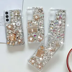 Custom Rhinestone Diamond Phone Case For Samsung Galaxy S23 Ultra S22 S21 Plus 3D Luxury Glitter Crystal Bling Bling Case