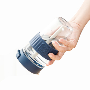 <span class=keywords><strong>Noticias</strong></span> transparentes Botellas de jugo de vidrio <span class=keywords><strong>con</strong></span> tazas de plástico PP Tapa de café y pajita - Product Image 4