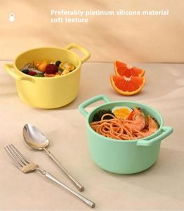 Modern Cute Double Ear Soup & Stock <b>Pot</b> Light Green Beige Yellow Silicone <b>Induction</b> Cooker Heat Resistance Steamer - Product Image 5