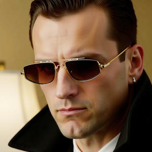 Lunettes de soleil carrées Polo Haus pour homme, verres miroir bleus UV400, monture PC, style Instagram, protection solaire - Product Image 2