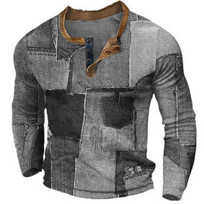 Camicia Henley Vintage <span class=keywords><strong>da</strong></span> Uomo a Maniche Lunghe con Grafica 'Built 60 Years <span class=keywords><strong>Ago</strong></span>' e Bottoni, Stile Casual Retrò - Product Image 6