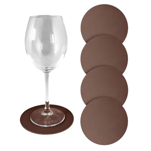 Juego de 4 posavasos de piel sintética, diámetro [insertar diámetro]. 12.5CM, MARRÓN - Product Image 1