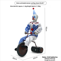 Decoración de Halloween con Temática de Circo y Casa Embrujada, Sensor de Movimiento, Payaso Aterrador y Excéntrico, Accesorio Animado para Bicicleta, Adorno Extraño