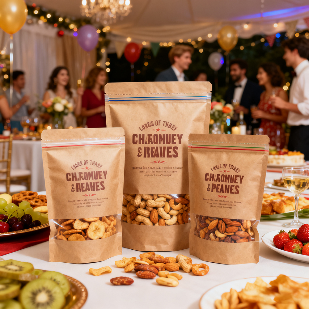 Custom Print Foodgrade Kraft Paper Bag With Logo UV Moisture-proof Smell Proof Biodegradable Candy Biscuit Paper Bag With Window