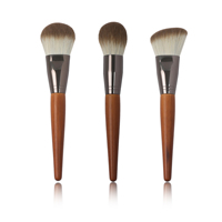 Pinceau de maquillage de luxe avancé de haute qualité, ultra-doux, en poils de renard, couleur naturelle, tube épaissi durable en bois, grand format