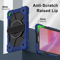 Étui antichoc bicolore pour enfants pour Lenovo Tab One 8.7 K9 TB305FU 2025 avec support rotatif à 360°, dragonne et bandoulière OEM ODM