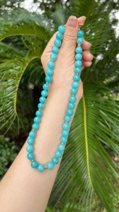 Collana Girocollo e <span class=keywords><strong>Bracciale</strong></span> da Donna in Acciaio al Titanio Placcato Oro 18K con Perline <span class=keywords><strong>di</strong></span> Pietre Naturali <span class=keywords><strong>di</strong></span> Alta Qualità Smeraldo Rubino Zaffiro - Product Image 4