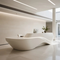 Comptoir de réception extensible incurvé blanc moderne haut de gamme, élégant comptoir de bar pour bureau, hôtel et centre commercial
