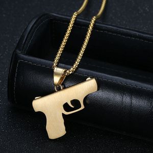 yunnique Hip <b>Titanium</b> Steel Diamond Encrusted Pistol Pendant Necklace Men's Fashion Jewelry - Product Image 4