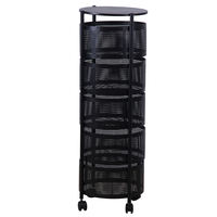 Meuble de rangement de cuisine rotatif en métal durable à plusieurs étagères avec roulettes