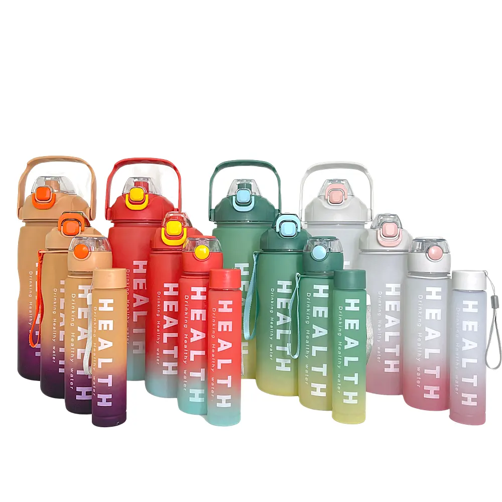 مجموعة زجاجات مياه 4 في 1 من مصنع Wanyueji - الأفضل مبيعاً في صيف 2023 - زجاجات مياه 3300 مل، 1500 مل، 700 مل، 300 مل بمقبض