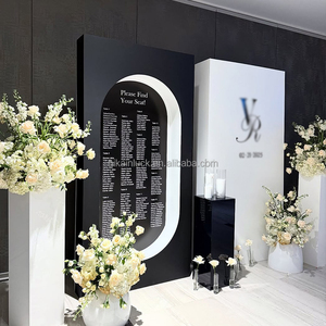 NIKA Custom Name Logo Modern Wedding Mirror <strong>Welcome</strong> Sign Black White Acrylic Seating Chart Backdrop <strong>Board</strong> for Wedding Events - Product Image 1