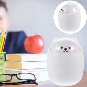 Can Mini Kawaii <b>Cute</b> <b>Bear</b> Trash Bin Box Girl Pen Holder Storage Bucket With Flip Top Custom Logo - Product Image 2