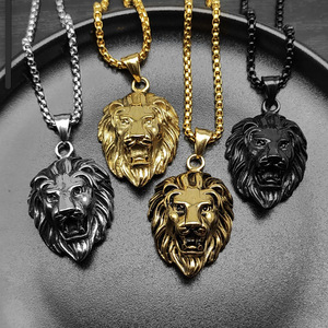 Ingrosso collana con ciondolo in metallo da uomo con ciondolo in metallo e Rock per gioielli con testa animale collana pendente - Product Image 1