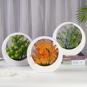 Plantas artificiales en macetas multicolores con 5 pequeños bonsái de simulación de loto pequeños adornos de escritorio de oficina decoración del hogar - Product Image 2