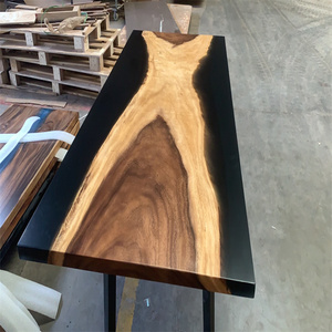 Mesa de exposición de nogal personalizable estilo colección de museo con resina sellada con fragmentos de reliquias culturales y fósiles - Product Image 3