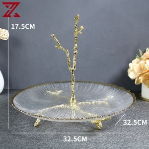 Lüks şeker aperatif meyve tabağı metal kolu standı cam tatlı tabağı oturma odası için çay masası ev - Product Image 6