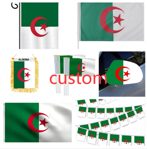 Bandera Nacional de Argelia de Alta Calidad Personalizada <span class=keywords><strong>para</strong></span> el Día del Partido de Fútbol 2026, Bandera de Jardín, Cubierta <span class=keywords><strong>para</strong></span> Capó de Coche, Precio Bajo al por Mayor - Product Image 1