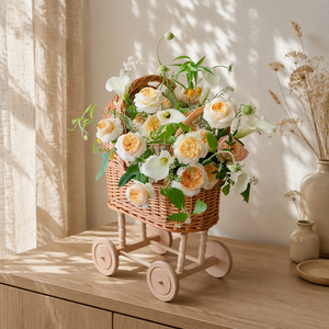 Cesta de Mimbre Hecha a Mano para Bebé, Cochecito, Decoración de Mimbre, Cesta de Almacenamiento, <span class=keywords><strong>Cuna</strong></span>, Decoración para Habitación Infantil, Mimbre - Product Image 1