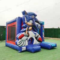 Castillo Inflable Sonic Económico para Adultos y Niños, Mini Combo Jumper con Aro de Baloncesto, Certificado CE, 13x13 Pies, Capacidad para 10 Personas