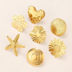Anello irregolare geometrico stella marina esagerato girasole struttura anello aperto oro acciaio inossidabile Vintage per le donne regalo 18K CN;SHN - Product Image 5