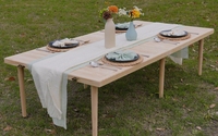 Bureau de camping et de barbecue en bois avec pieds réglables Table de pique-nique pliante naturelle Table Boho extérieure en bois de pin pour la plage