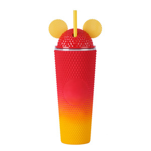 24oz Plastic Tumblers With Lids And Straws Wholesale Acrylic Double Wall Studded Tumbler Mickey Ear Tumbler Lids