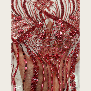 Tissu en dentelle de tulle <span class=keywords><strong>à</strong></span> sequins perlés tissé métallique style Art Déco G4097, 100 % polyester, 8 couleurs, pour robes de soirée Charleston des années 20 pour filles - Product Image 4
