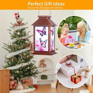 Lampe solaire papillon en métal brun, lumière LED blanc chaud, pour extérieur, cour, étanche, suspendue, cadeau spécial pour maman, grand-mère, sœurs - Product Image 6