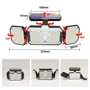132 LED Solar Flood Security IP66 Waterproof 3-Head Multi-Angle Rotatable Spot Flood Wall Lamp Garden Landscape Outdoor Use - Product Image 2