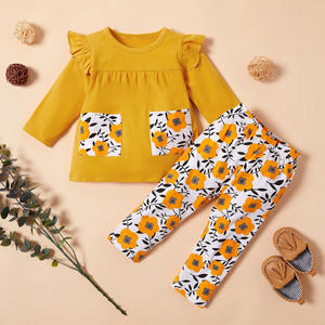 Vêtements de boutique pour enfants en gros, ensemble de vêtements pour filles, ensembles 2 pièces pour enfants avec motif floral - Product Image 6