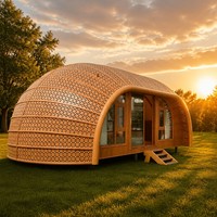 Maison Dôme de Luxe Modulaire avec Décoration Intérieure d'Hôtel Moderne, Cabane de Jardin en Bois Sculpté Creux pour Glamping en Resort