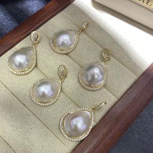 Pendentif en forme de goutte d'eau en perle de mer du Sud classique Smiling Youth, argent 925, perle de culture blanche AAA pour femmes, bijoux - Product Image 2